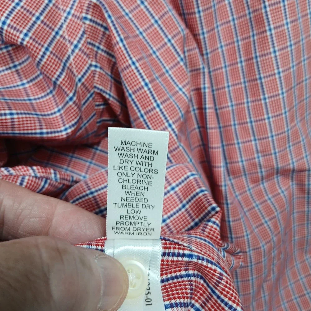 Banana Republic Slim Fit Shirt Men's XL Red Blue‎ Plaid Non-Iron Cotton